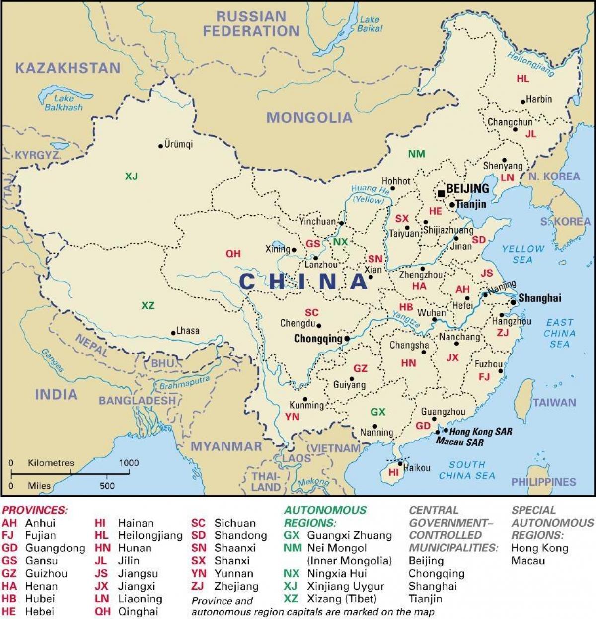 مقاطعات الصين خريطة